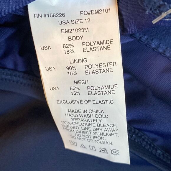 Elemar NWT One-Piece Swimsuit Draped Tropical Full Coverage Tummy Control Navy - Picture 10 of 10